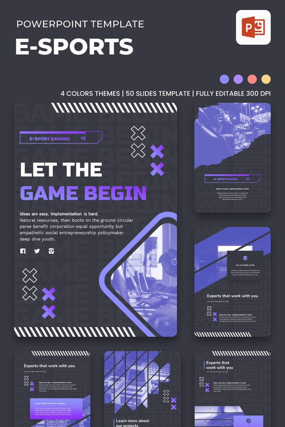 eSports PowerPoint Template - pinterest image preview.