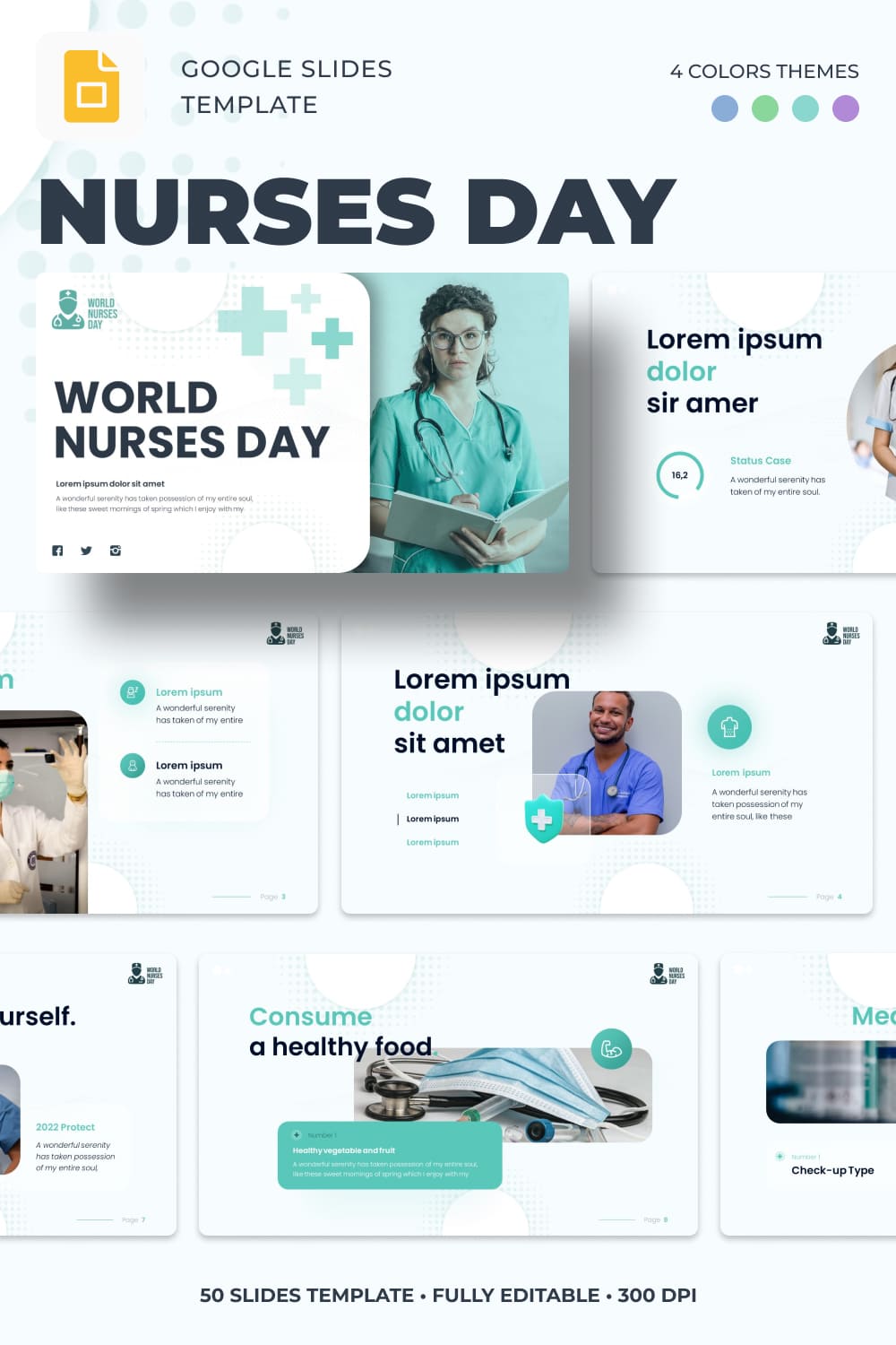 Nurses Day Google Slides Theme - pinterest image preview.
