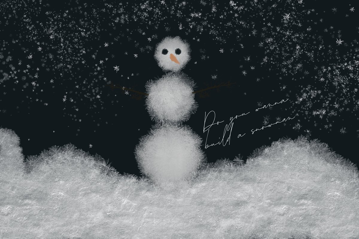 Cute snowman painted with brushes.