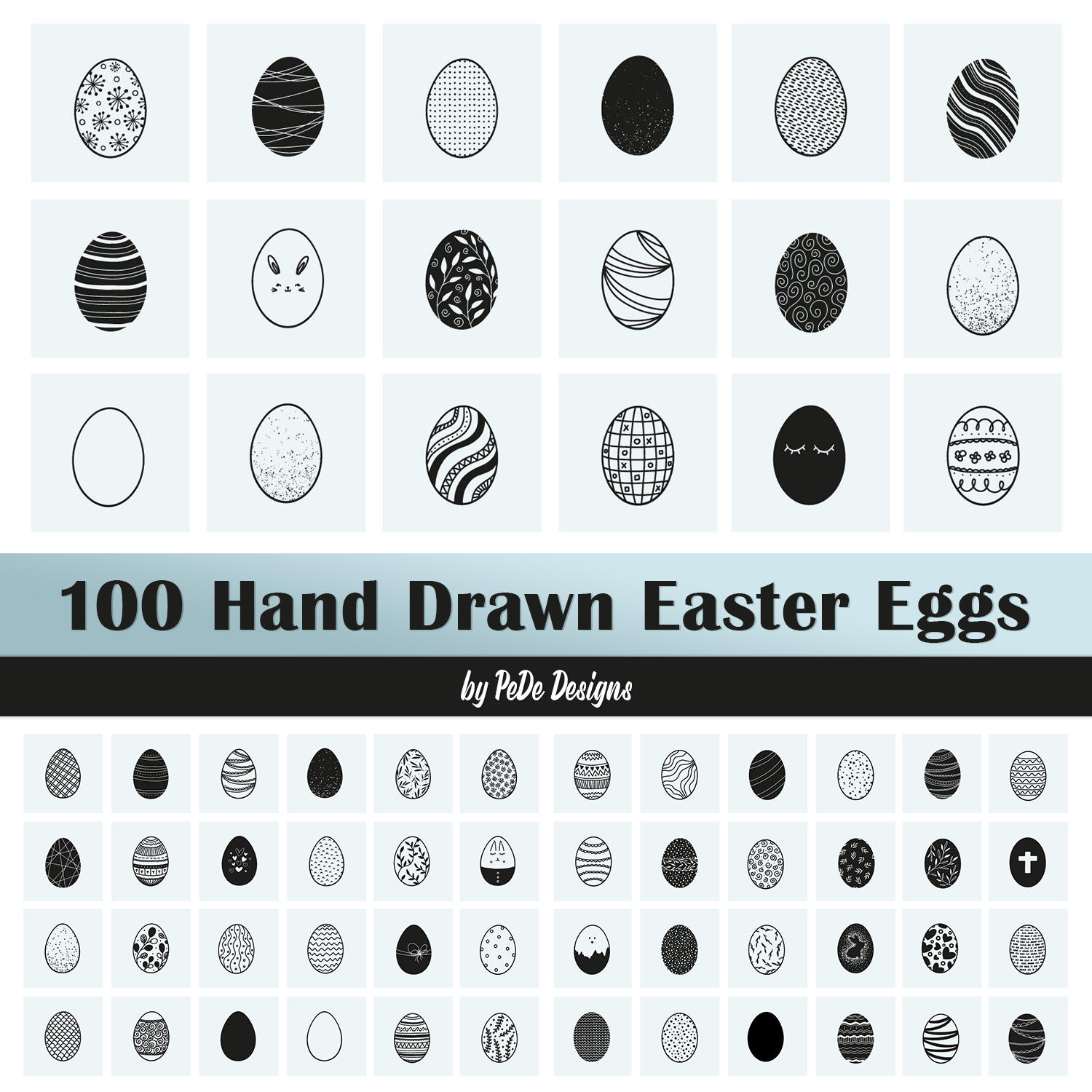 100 Hand Drawn Easter Eggs cover.