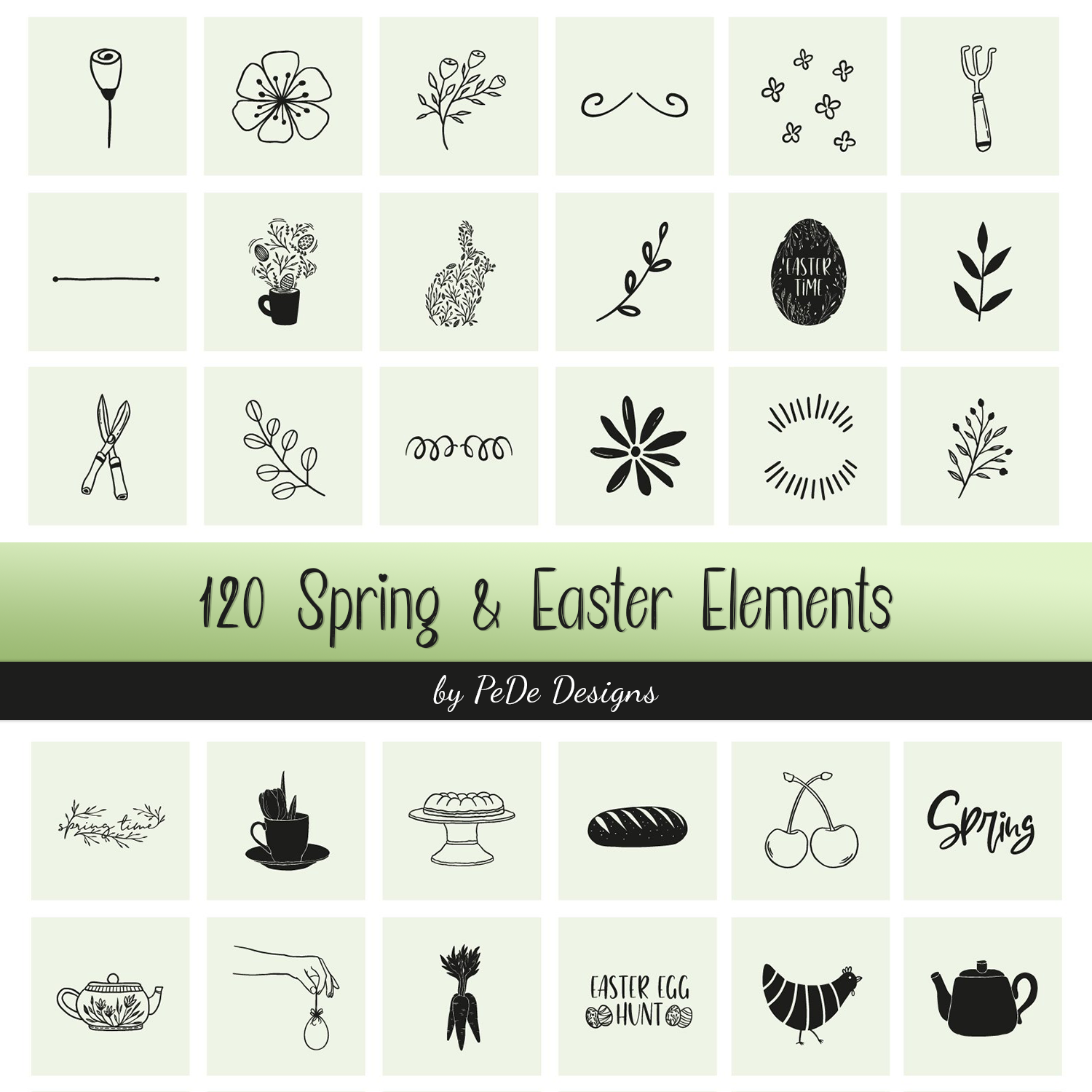120 Spring & Easter Elements.