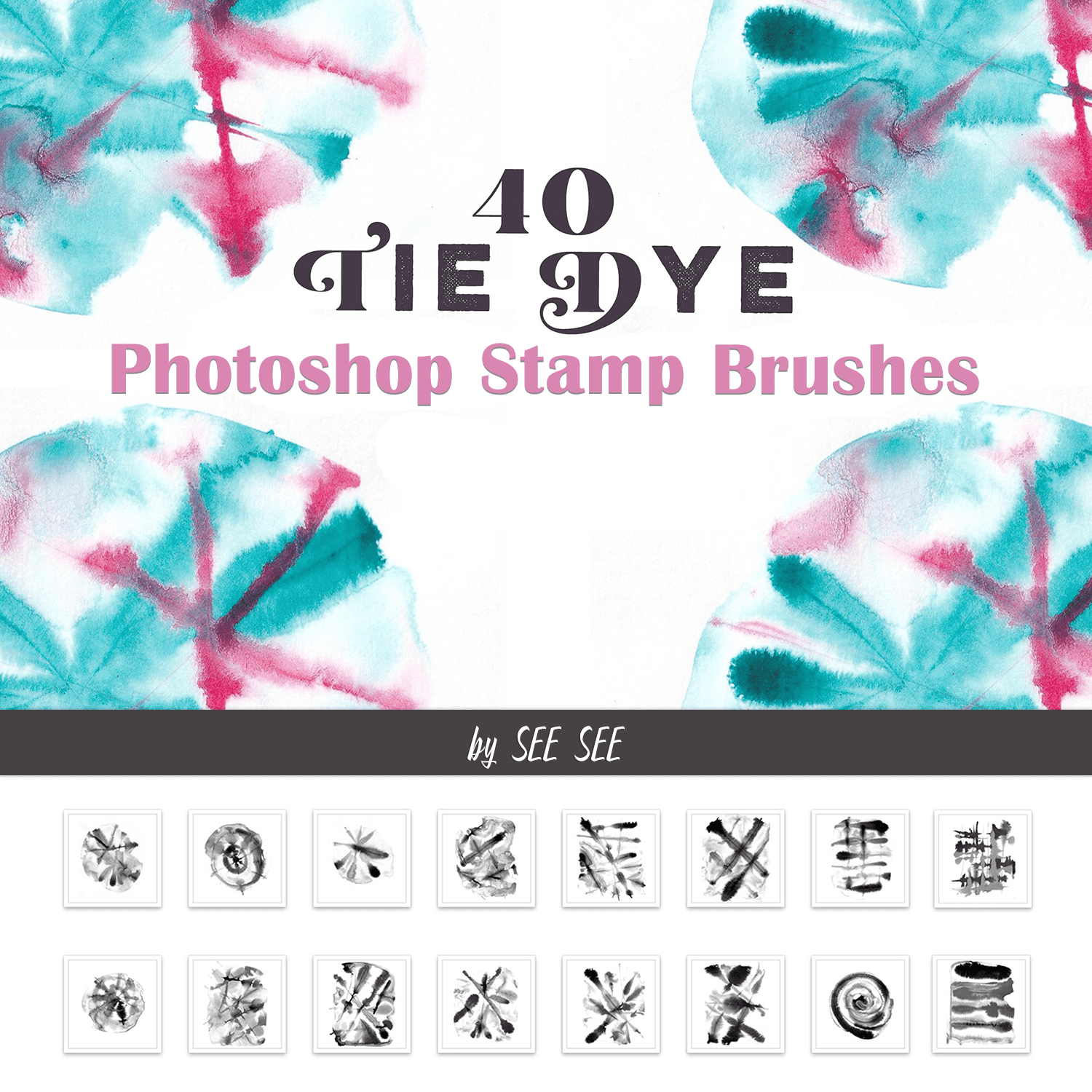 19 Tie Dye Photoshop Stamp Brushes created by SEE SEE.
