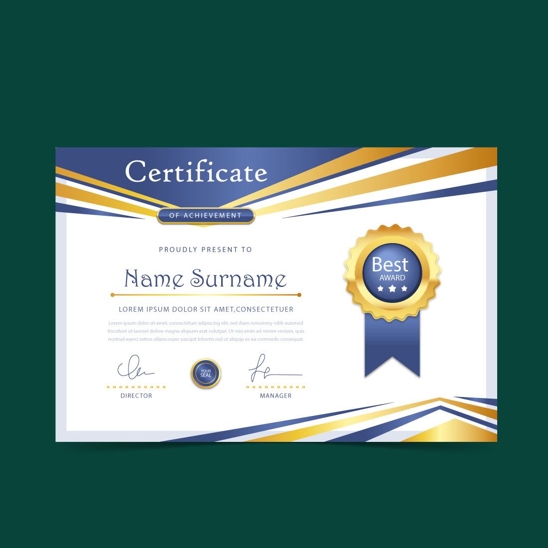 Ranking Certificate Blue and Gold Design cover image.