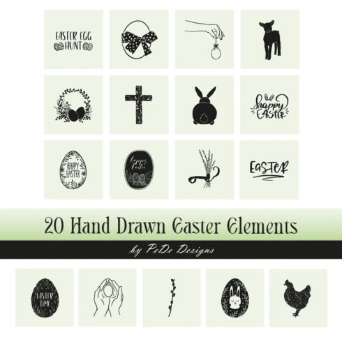 20 Hand Drawn Easter Elements.