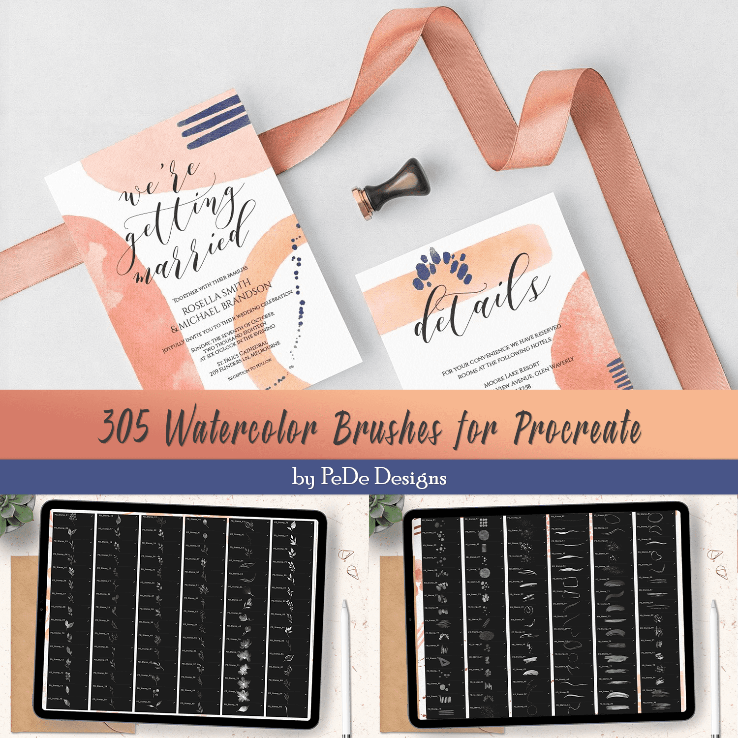 305 Watercolor Brushes For Procreate Cover.