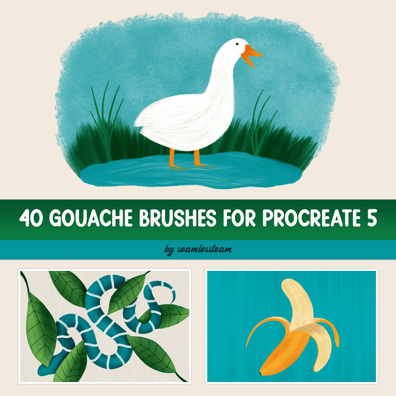 40 Gouache Brushes For Procreate 5 Cover.