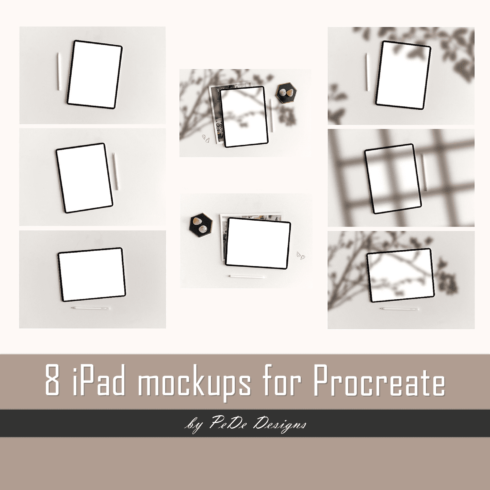 8 iPad mockups for Procreate.