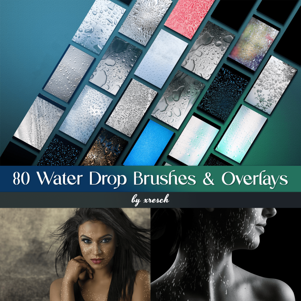 80 Water Drop Brushes & Overlays MasterBundles