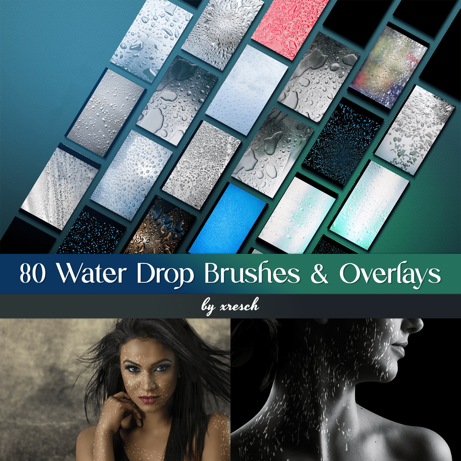 80 Water Drop Brushes & Overlays Cover.