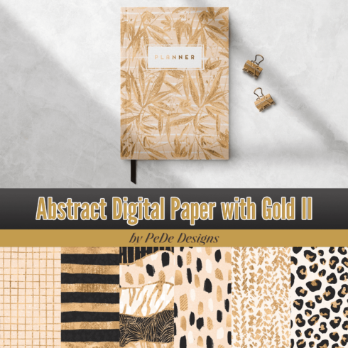 Abstract Digital Paper with Gold II.
