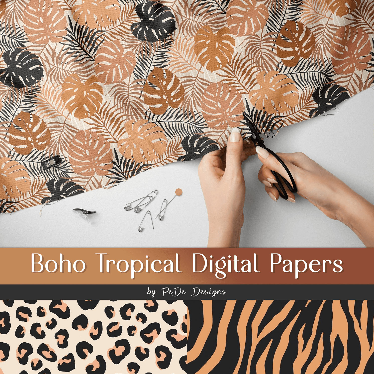 Boho Tropical Digital Papers cover.