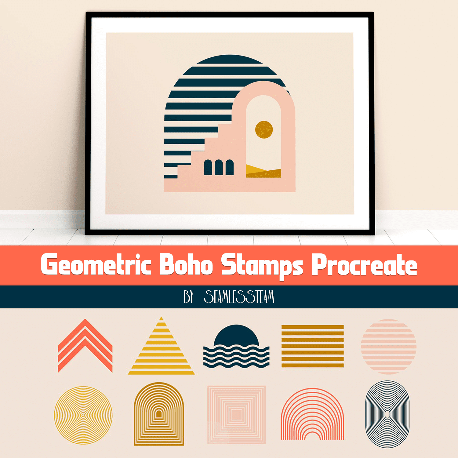 Geometric Boho Stamps Procreate created by seamlessteam.