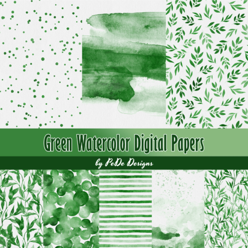 Green Watercolor Digital Papers.