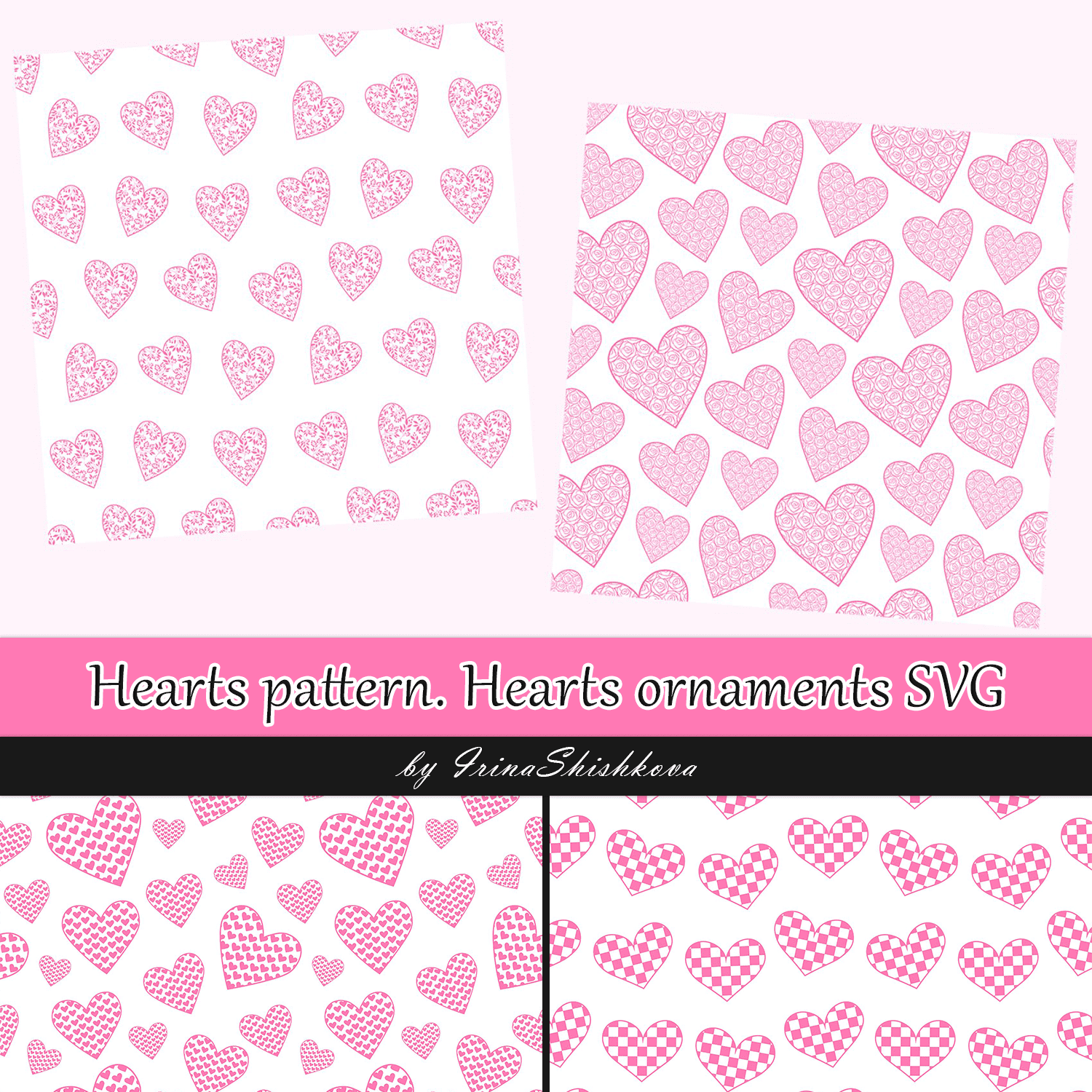 Hearts Pattern. Hearts Ornaments SVG Cover.