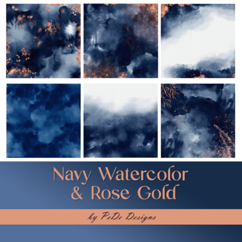 Navy Watercolor & Rose Gold.