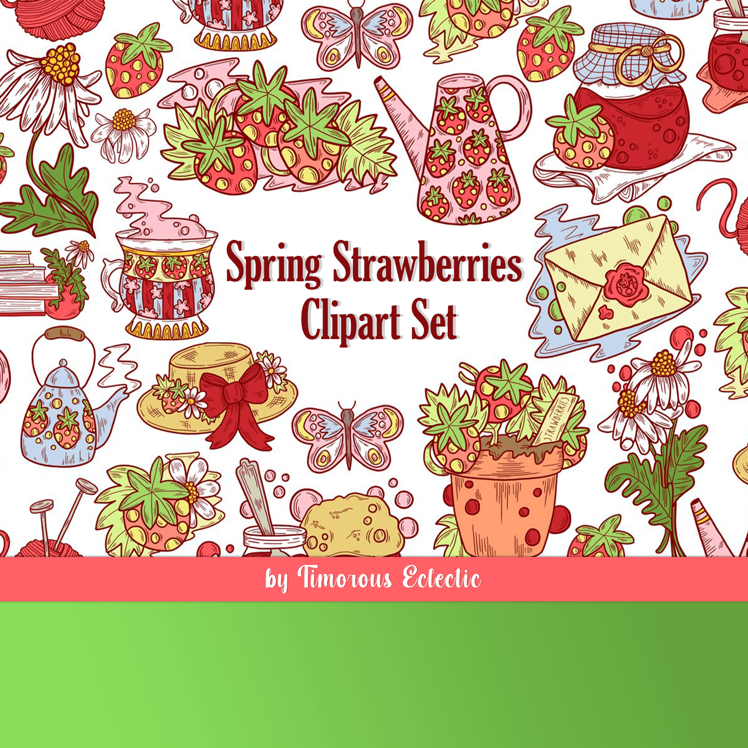 Spring Strawberries Clipart Set Created By Timorous Eclectic.