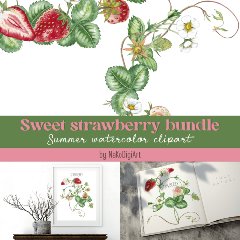 Sweet Strawberry Bundle | Summer Watercolor Clipart 29 PNG – MasterBundles