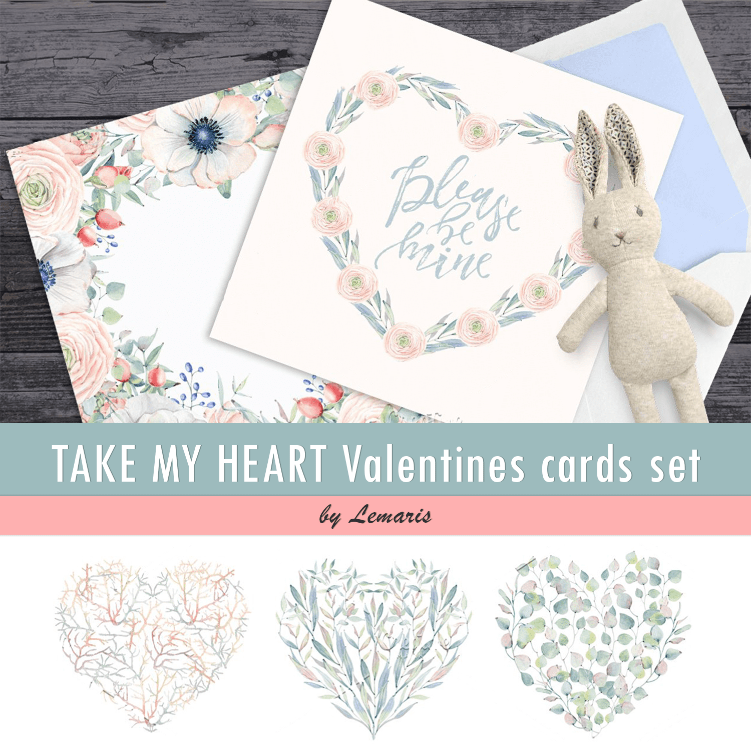 TAKE MY HEART Valentines cards set cover.