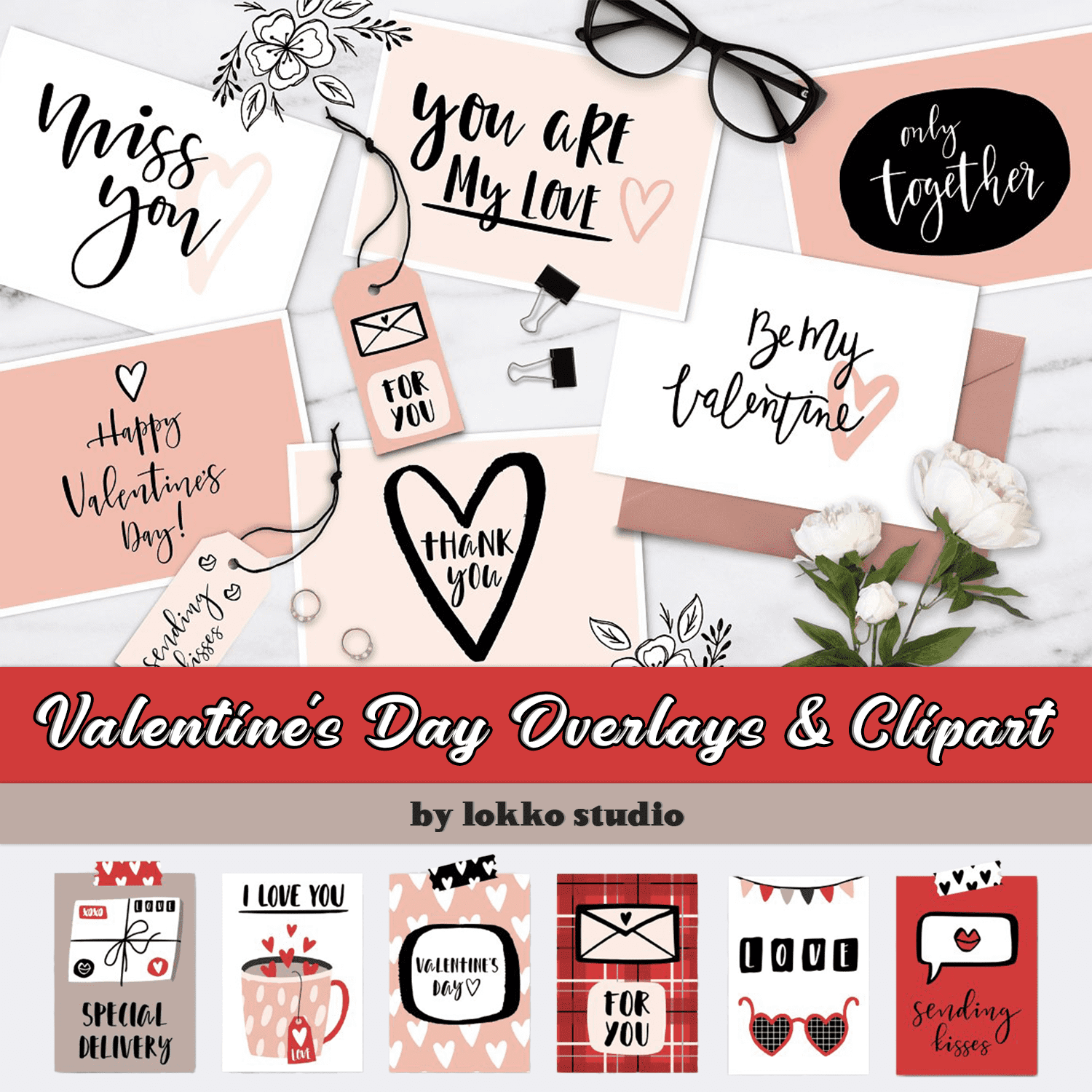 Valentine's Day Overlays & Clipart Cover.