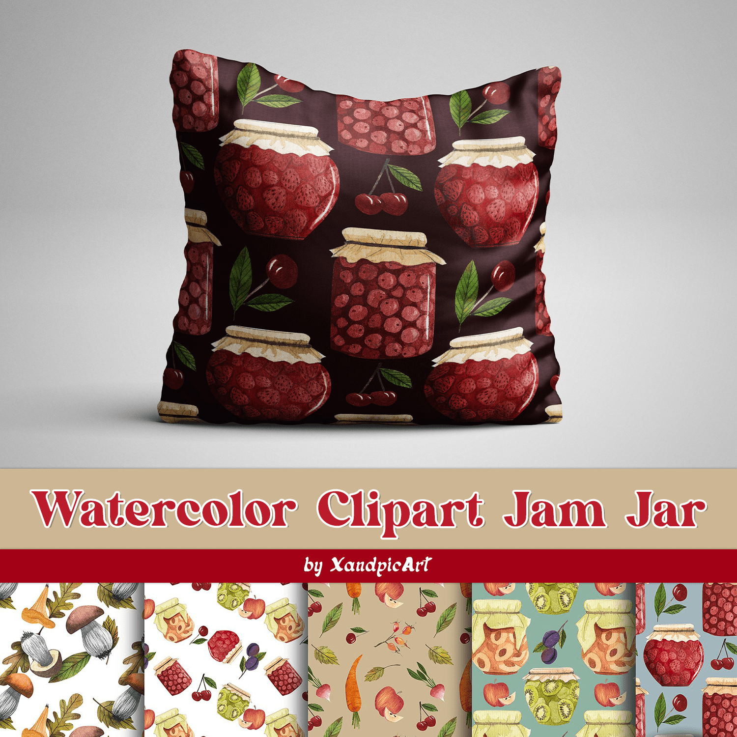 Watercolor Clipart Jam Jar Created By XandpicArt.