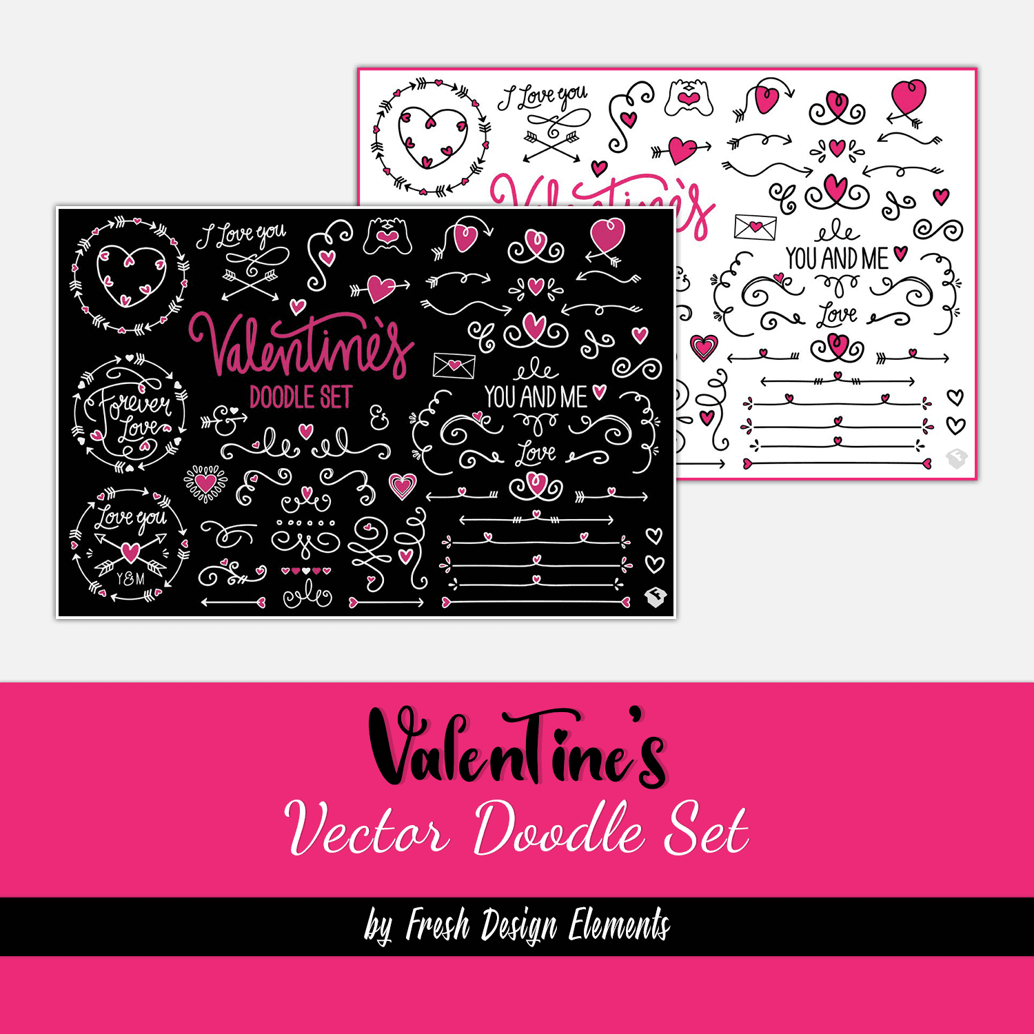 Valentine's Vector Doodle Set Cover.