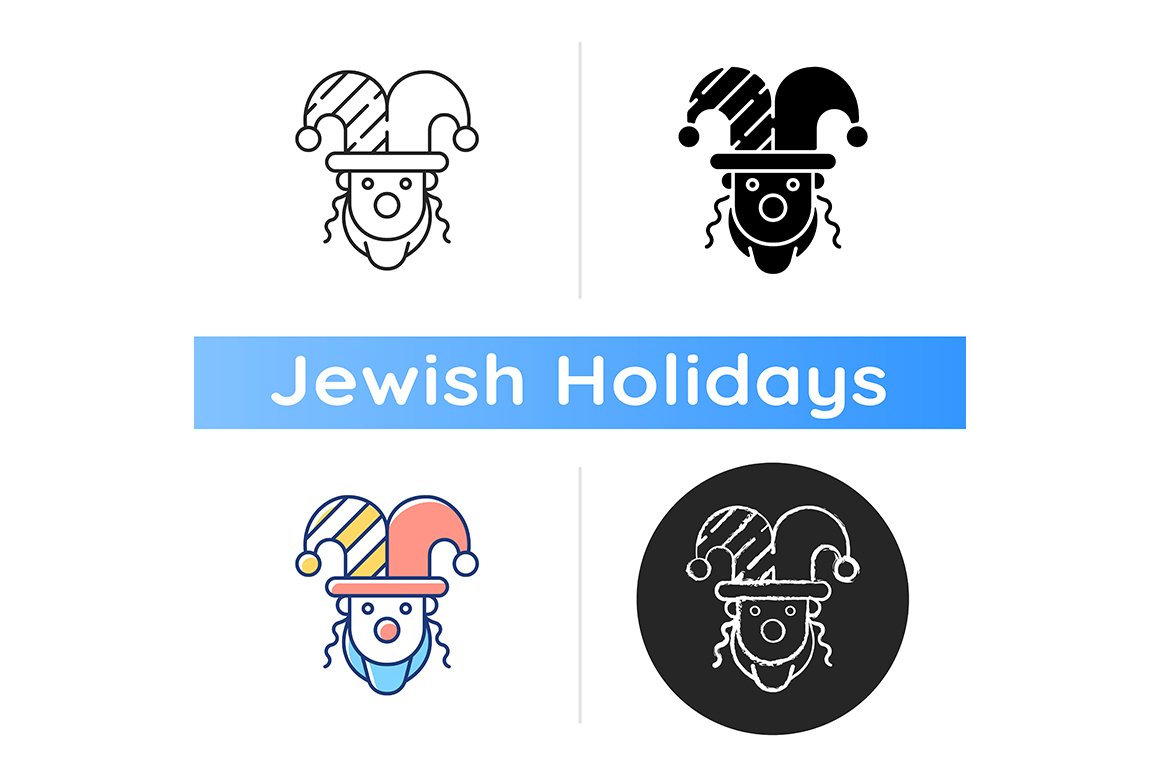 Four illustrations of jewish holidays icons.