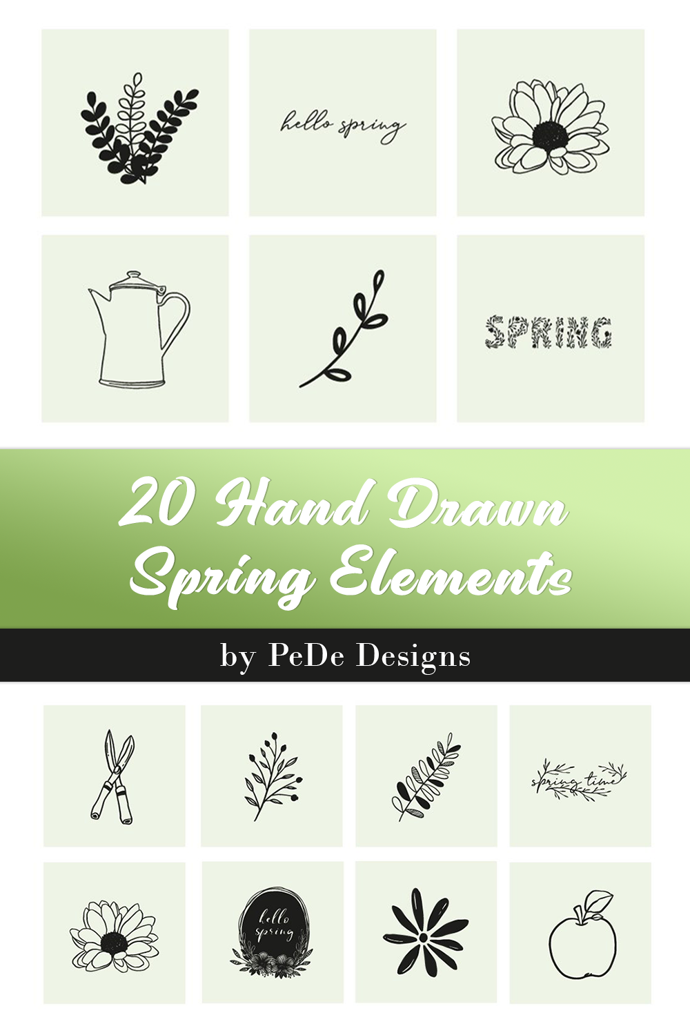 20 hand drawn spring elements pinterest 654
