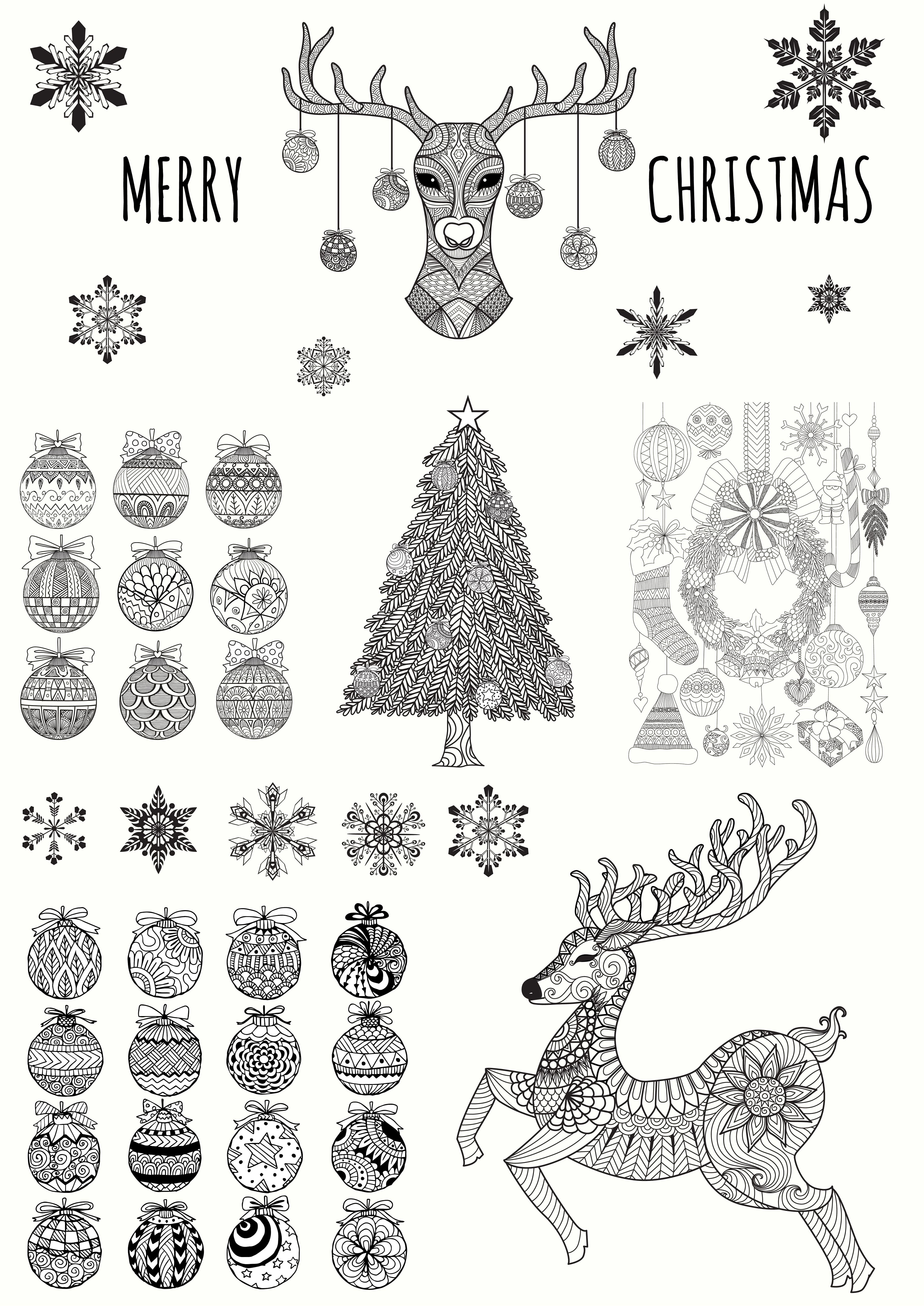 Black lettering "Merry christmas" and 40 different Merry Christmas elements.