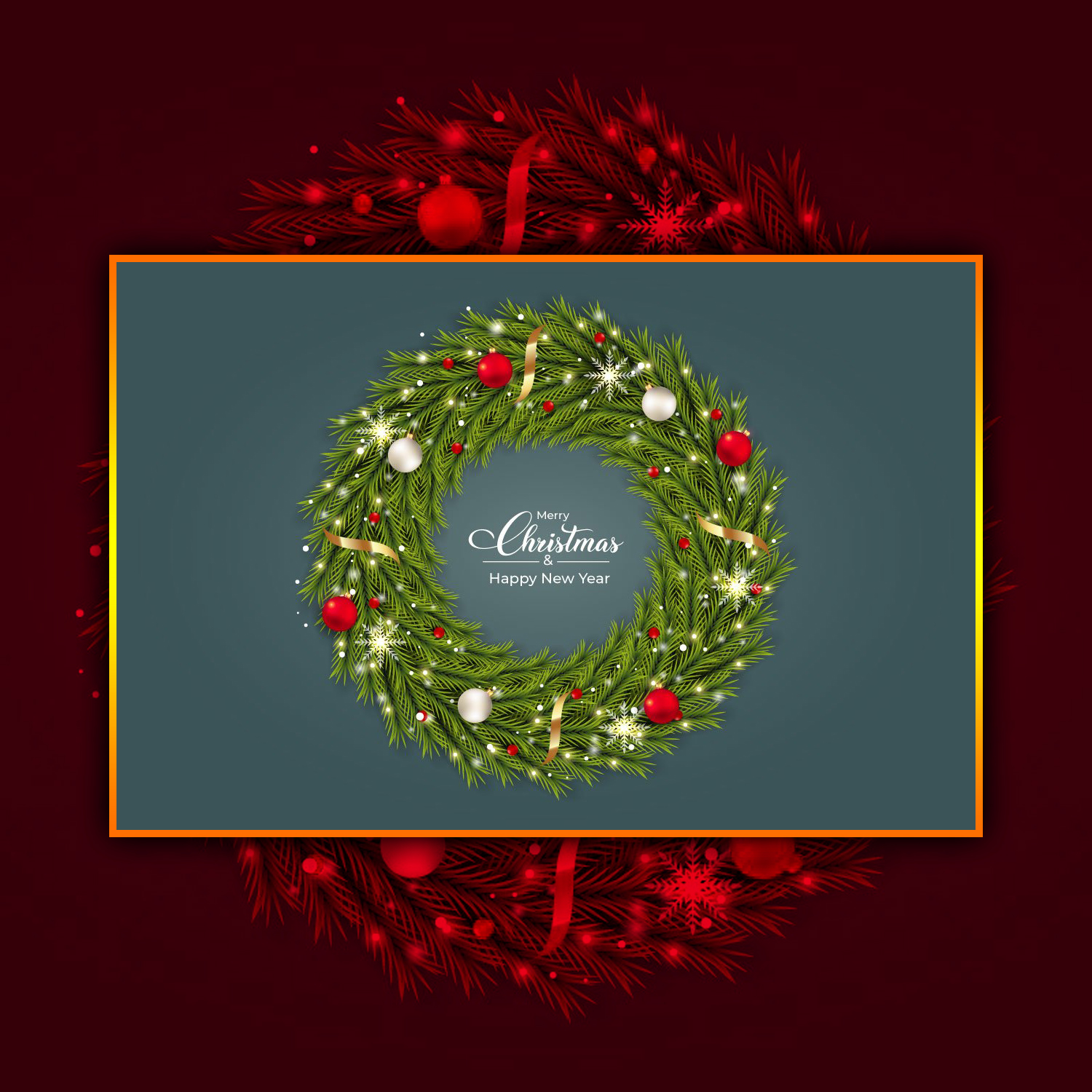 Christmas Green Wreath with Snowflake.