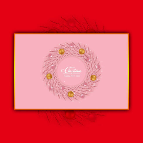 Christmas Pink Wreath with Golden Ball.