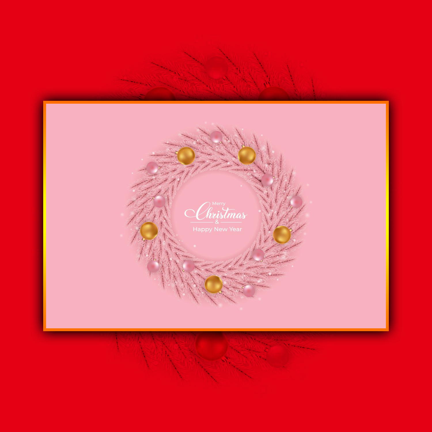 Christmas Pink Wreath with Golden Ball.