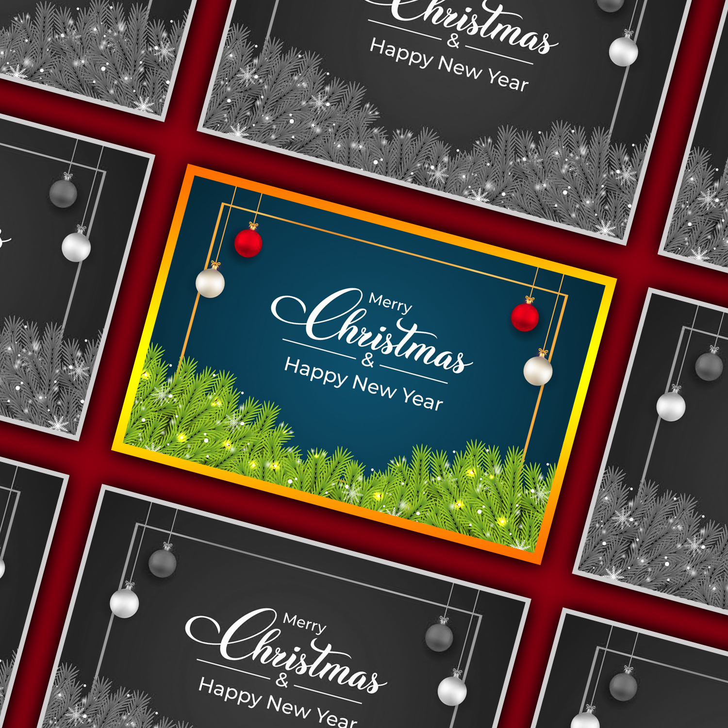 Christmas Template with White Snowflakes cover.