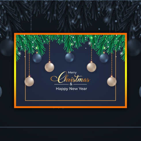 Christmas Banner with Decoration Balls.