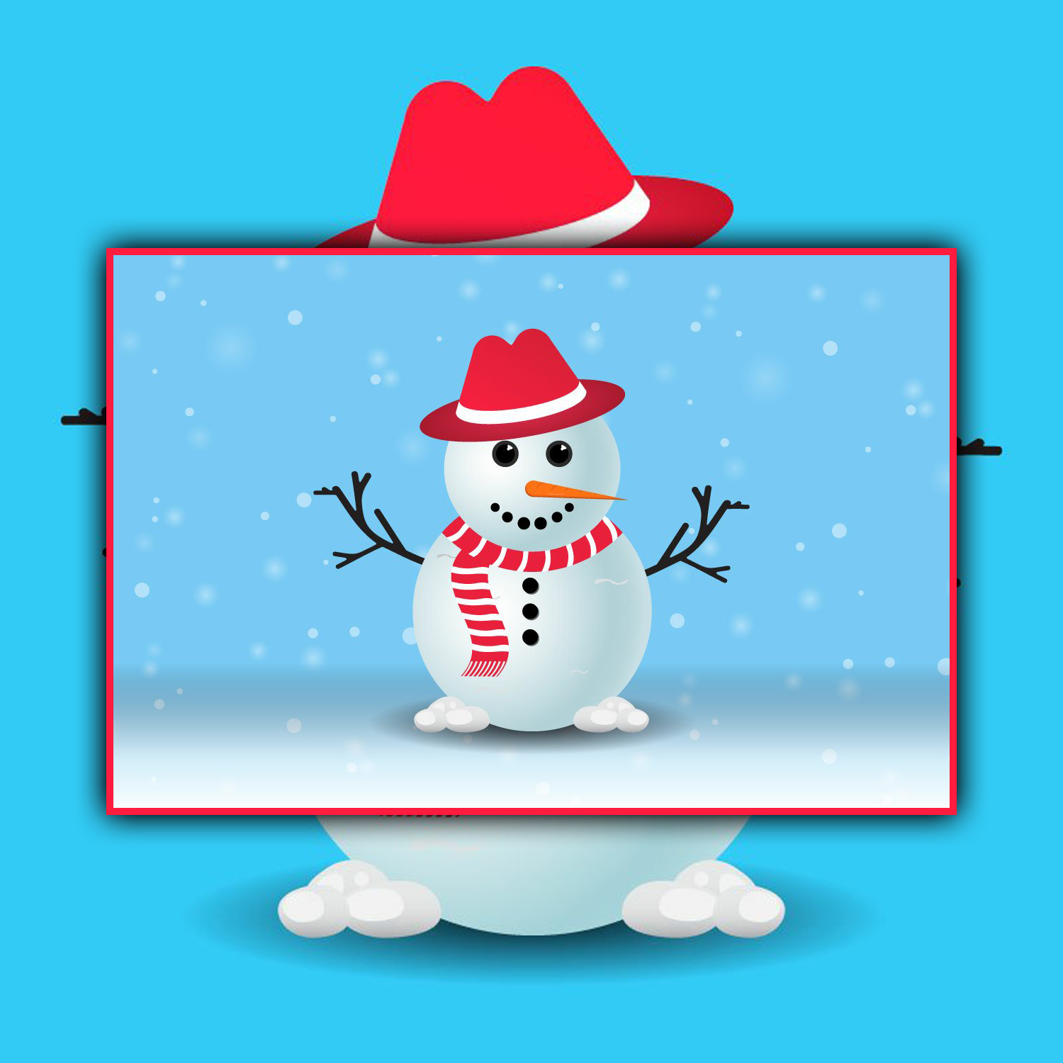 Christmas Cute Snowman with Snowfall cover.