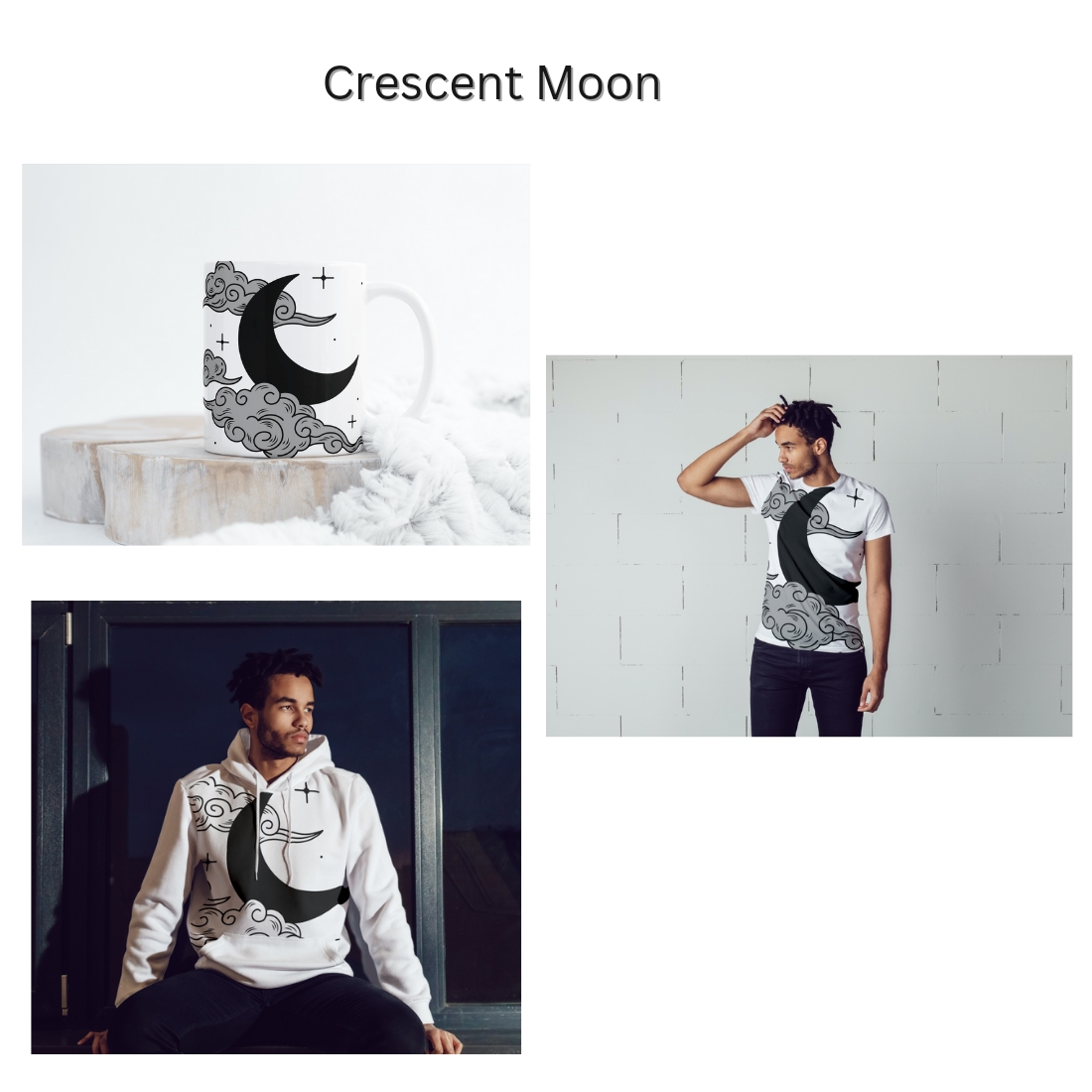 Crescent Moon Mockup PNG Design cover image.