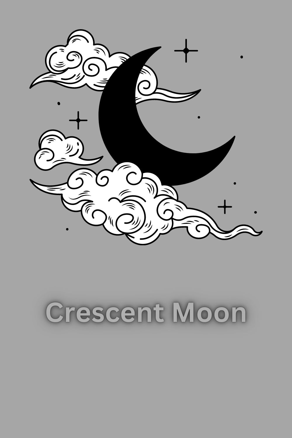 Crescent Moon PNG Design pinterest image.