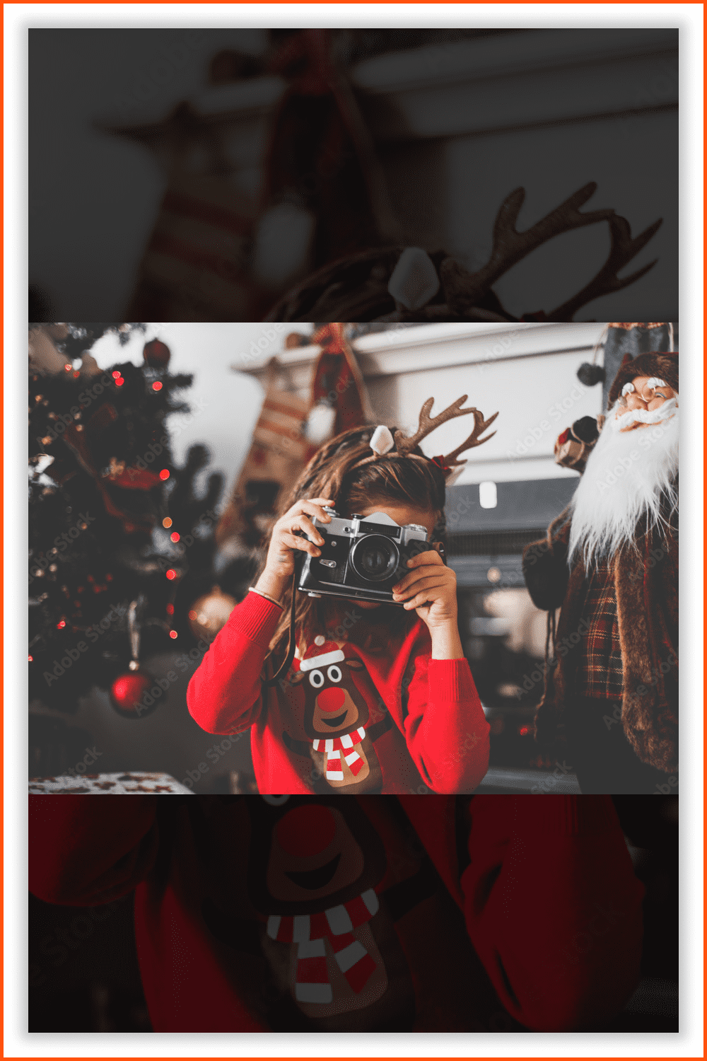 A cute little girl in a red sweatshirt and camera.