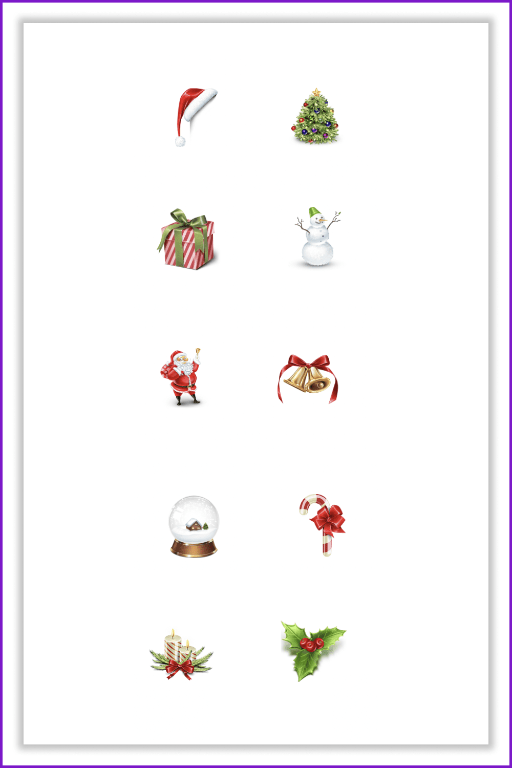 A collage of Christmas icons, very carefully drawn.