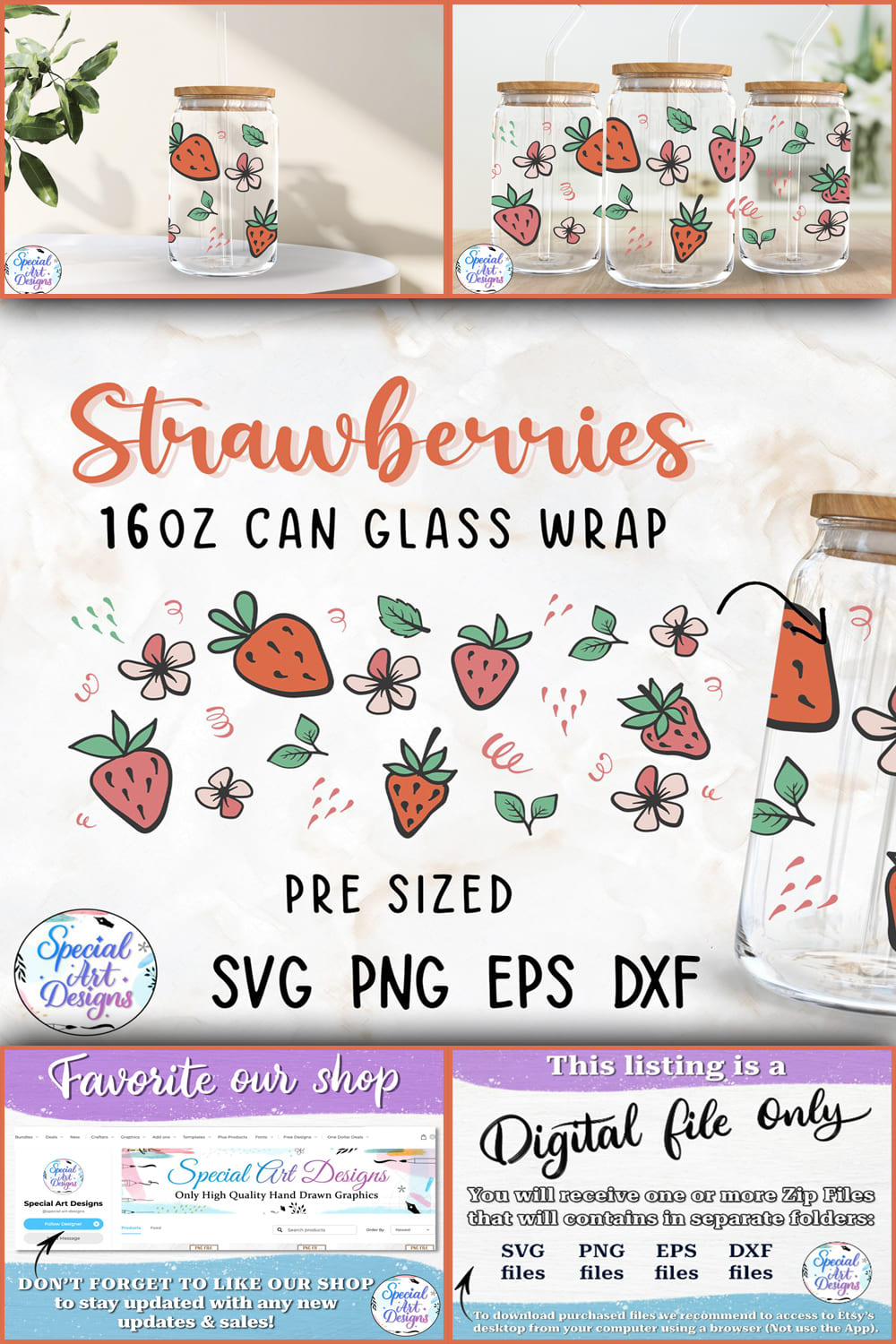2249162 strawberries 16oz libbey glass can wrap cut file pinterest 1000 1500 489