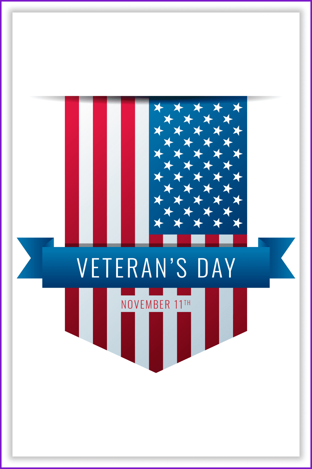 Image with American Flag Ribbon and inscription Veterans day.