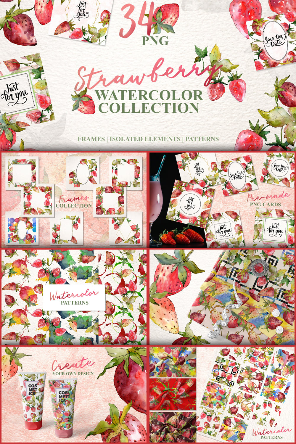 230932 strawberry collection watercolor png pinterest 1000 1500 508