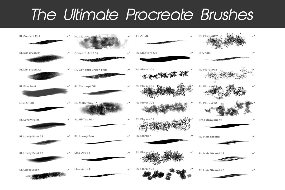 Big diversity ultimate procreate brushes.