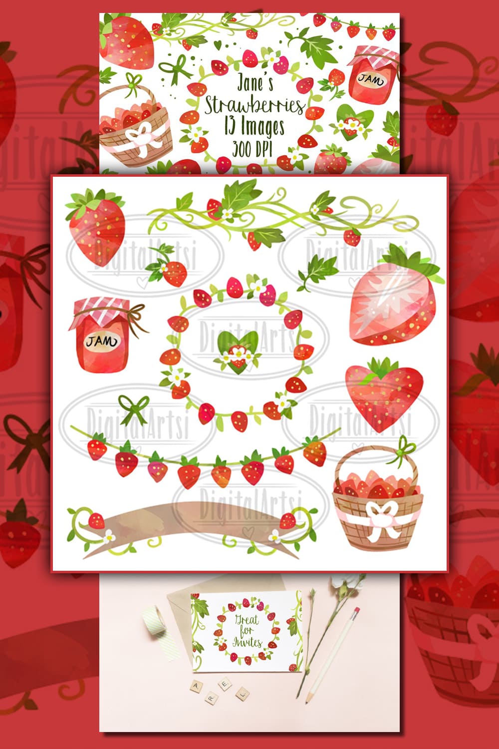 237518 watercolor strawberries clipart pinterest 1000 1500 711