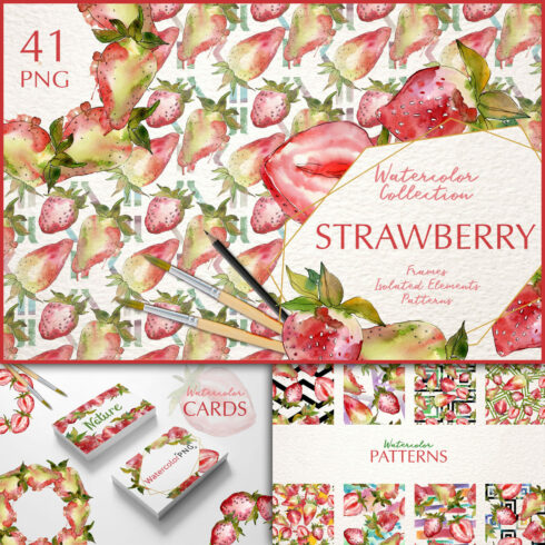Strawberry Paradise Watercolor png.