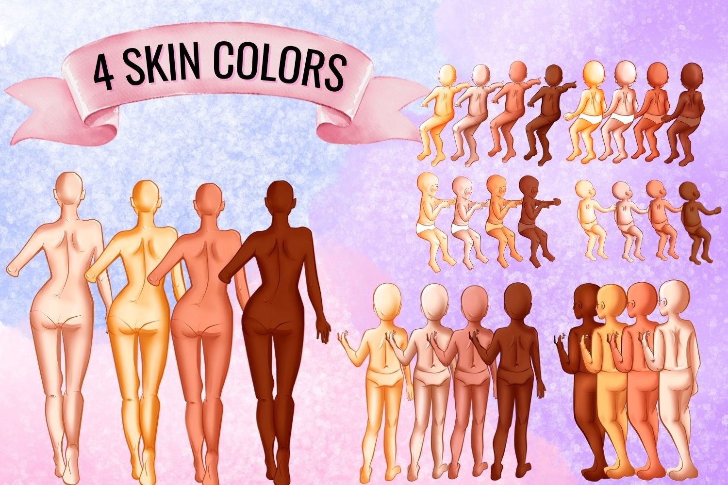 Diverse of skin colors.