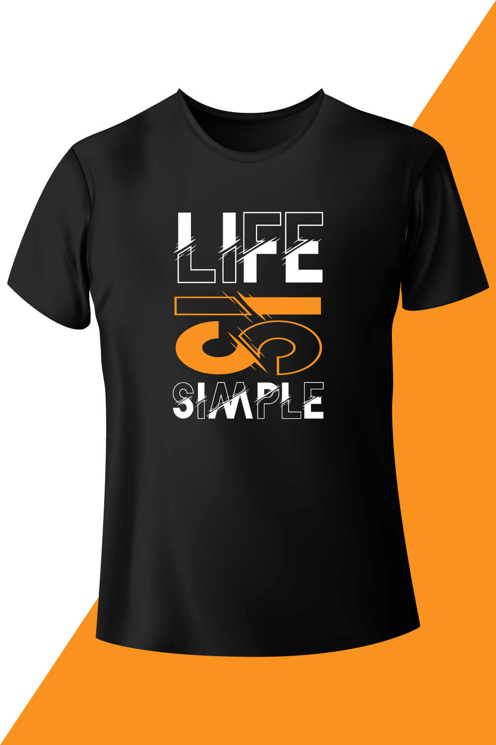 Image of a black t-shirt with an elegant inscription Life Is Simple.