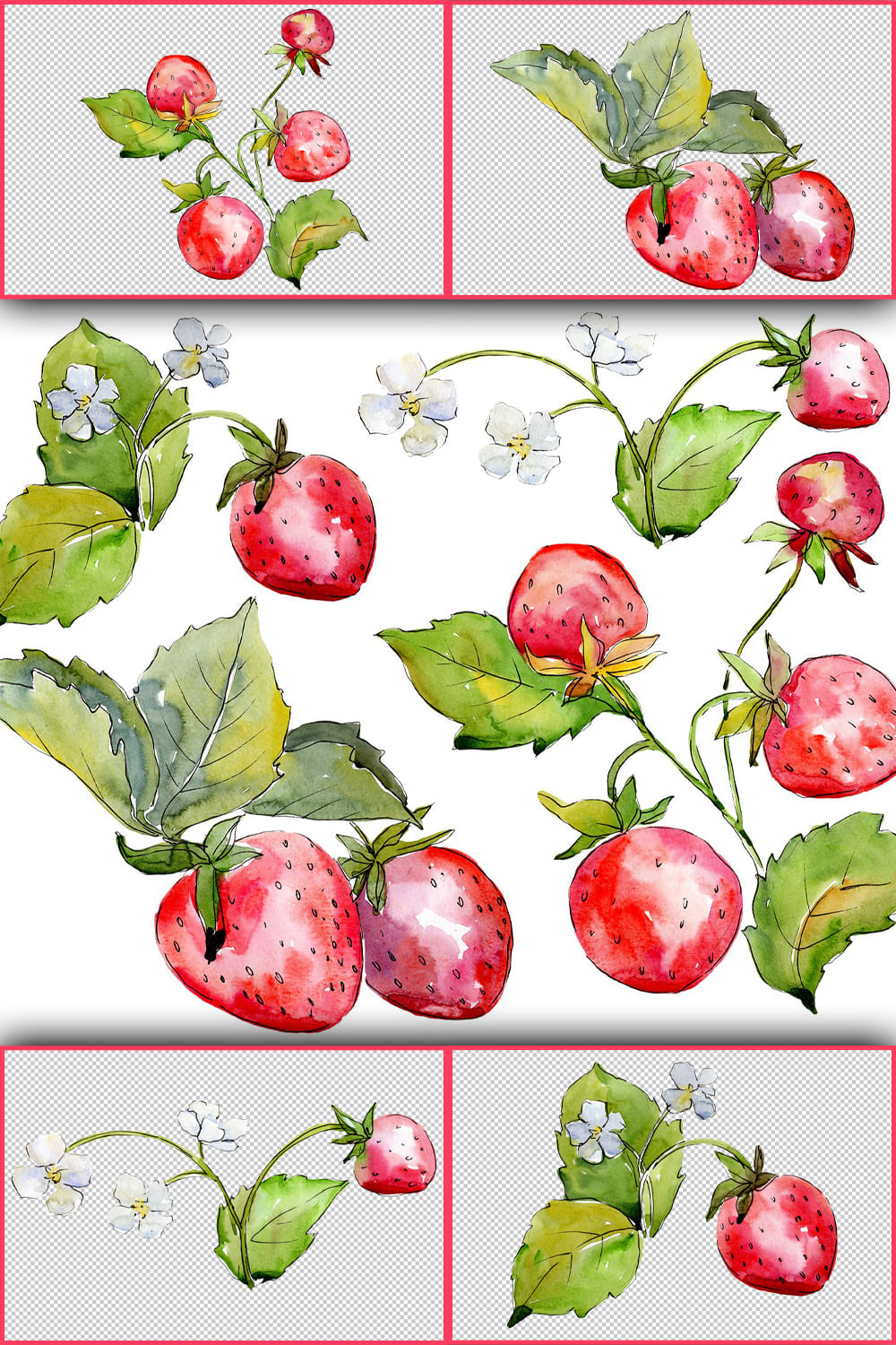 265424 juicy strawberry watercolor png pintrest 1000 1500 833