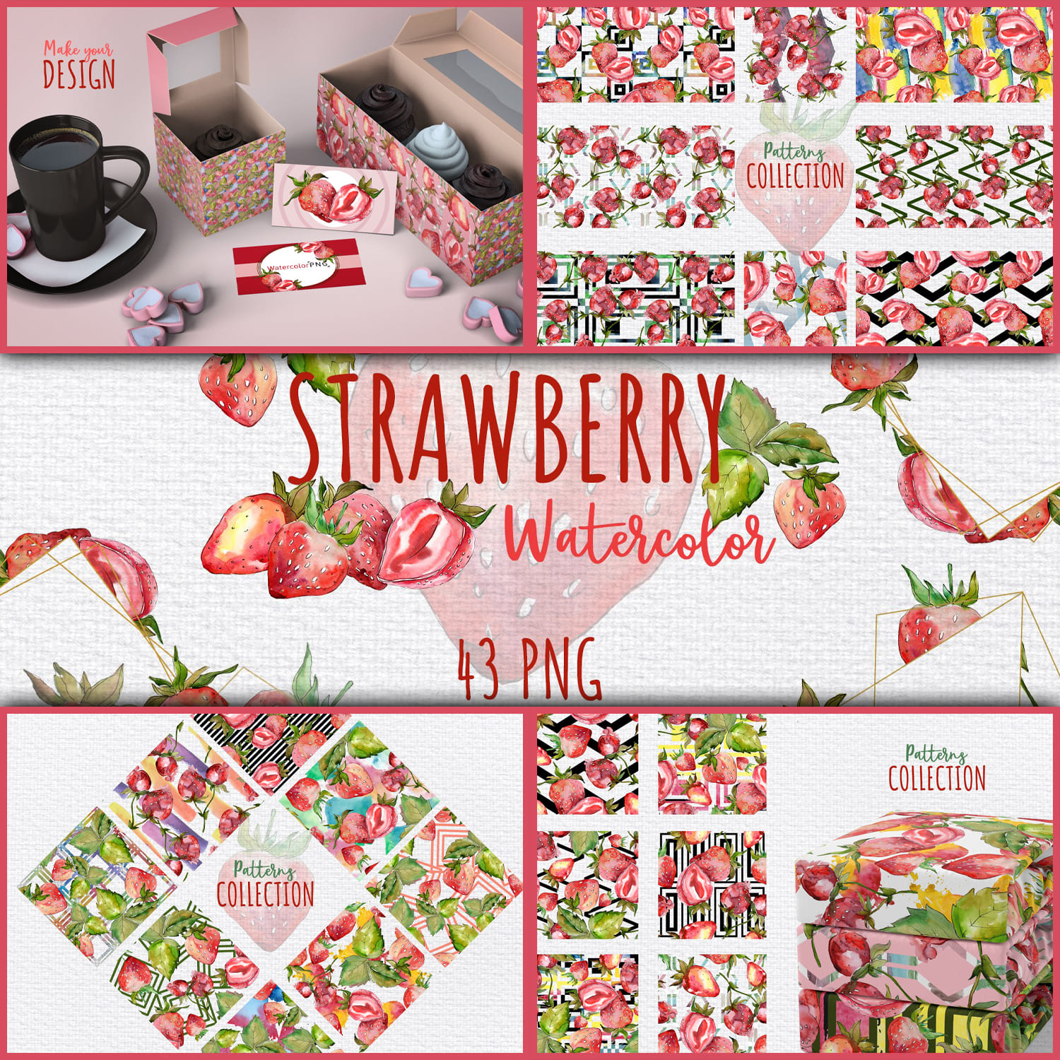 Strawberry paradise watercolor png cover.