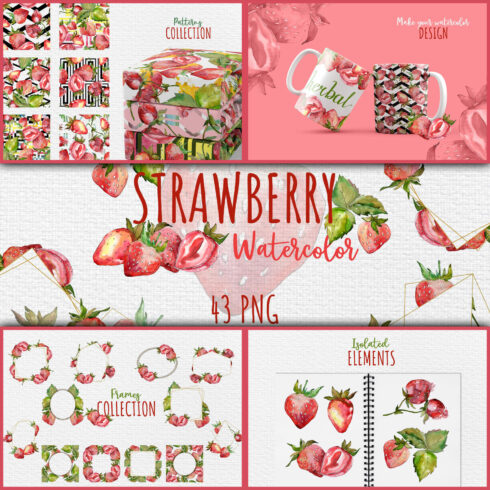 Strawberry paradise watercolor png.