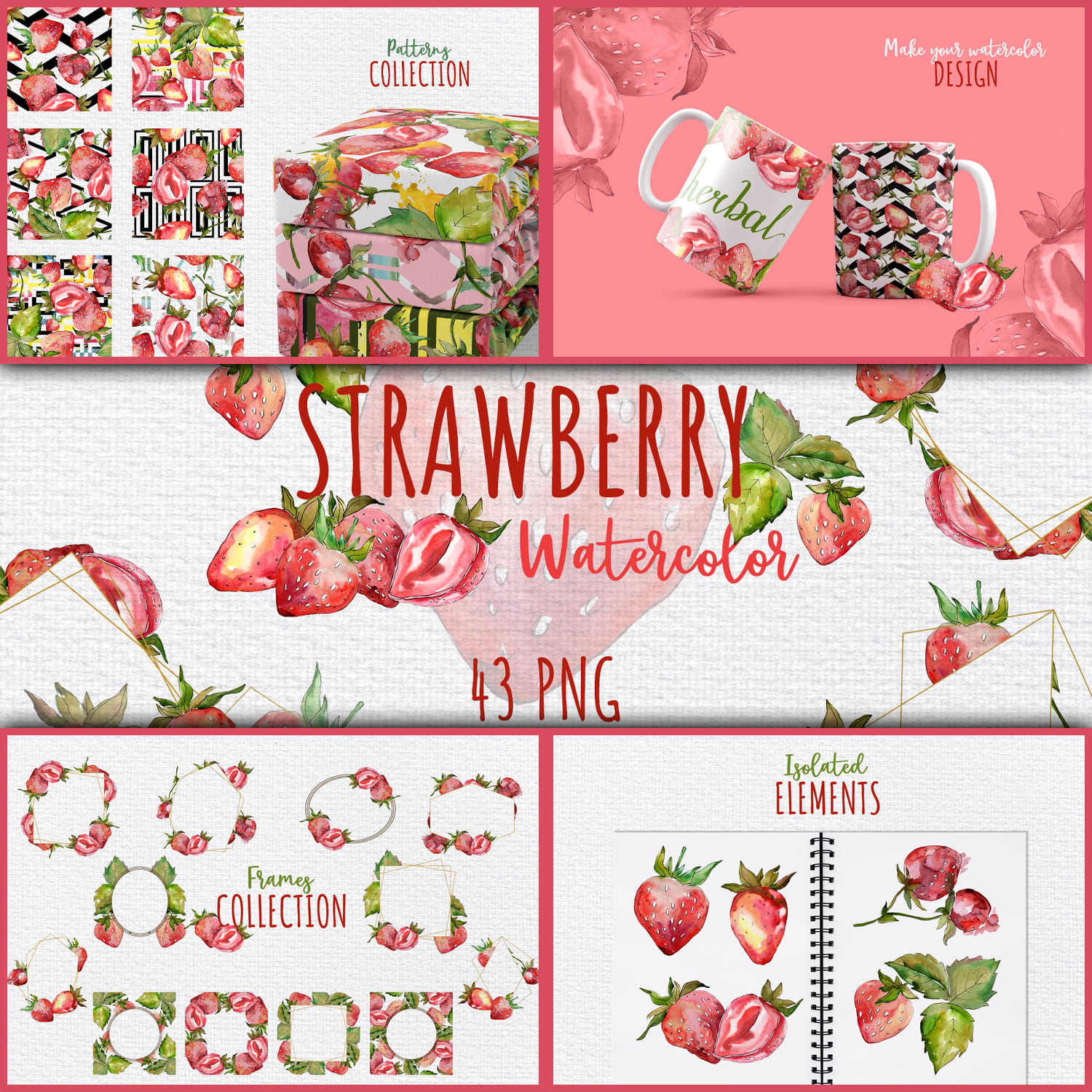 Strawberry paradise watercolor png.